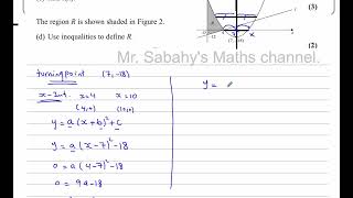 P1 EDEXCEL WMA1101 Jan 2023 Q8 Graph  quadratics  Region [upl. by Hayden]