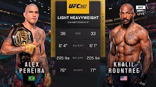 🔴 UFC 307 Alex Pereira vs Khalil Rountree Jr  Full Fight Highlights  Light Heavyweight Title Bout [upl. by Pius]