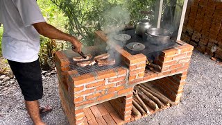 how to build a wood stove 4 by yourself cooking compartment and oven combination  175 [upl. by Immac]