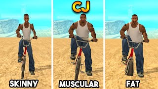 SKINNY CJ VS MUSCULAR CJ VS FAT CJ GTA SAN ANDREAS COMPARISON [upl. by Ogirdor]