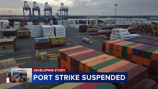 Dockworkers strike suspended tentative agreement includes 62 pay raise over 6 years [upl. by Nuriel]