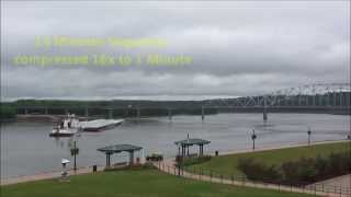 Dubuque Iowa Barge Drifting on Mississippi River [upl. by Gavette]