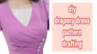 pola dress draperi  diy drapery dress pattern drafting [upl. by Alyat]