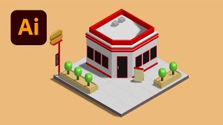 Simple isometric building  Adobe Illustrator Tutorial [upl. by Schurman826]