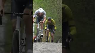 Cyclists Forced To Walk Cobbled Climb In Tour of Flanders [upl. by Kendyl949]