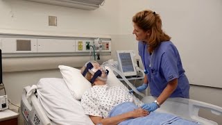 Achieving the right fit Philips Respironics noninvasive NIV hospital mask fitting video [upl. by Airdnekal]