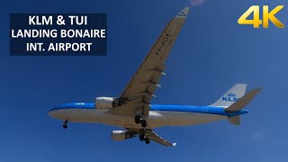 4K KLM amp TUI  Airbus A330200 amp Boeing 7878  Landing Bonaire Flamingo int Airport [upl. by Pudens]