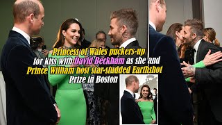 Princess of Wales puckers up for kiss with David Beckham as she and Prince William host star [upl. by Andy]