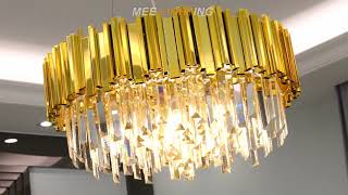 How To Install a crystal gold Chandelier in Living Dining Room [upl. by Tristas]