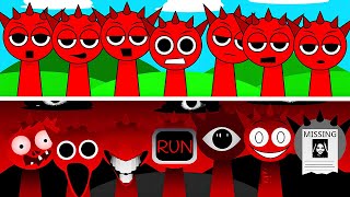 Incredibox Sprunki All Red Raddy Version  Normal Vs Horror Style [upl. by Ahsinawt696]