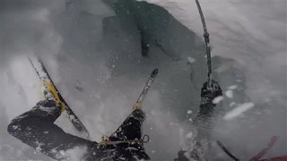 Helmet Cam Captures Skier Falling Into Glacial Crevasse [upl. by Yldarb444]