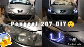 peugeot 207 montage loupe bixenon angel eyes  تعديل اضواء بيجو 207  diy angele eyes peugeot 207 [upl. by Nehtan340]