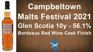 Glen Scotia 10 Campbeltown Malts Festival 2021 Bordeaux Red Wine Cask Finish Review from WhiskyJason [upl. by Warrenne265]