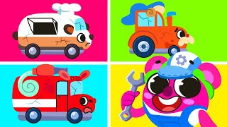 Lets Repair Baby Trucks  Cars Finger Family Song 🖐️ Kids Songs amp Nursery Rhymes by Baby Cars [upl. by Ideih]