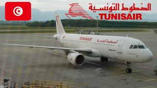 FLIGHT TO TUNISIA Tunisair Airbus A320 evening Take off from Geneva [upl. by Eerihs]