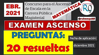 20 PROBLEMAS CASUISTICAS RESUELTAS ✔ EXAMEN DE ASCENSO EBR 2021 👍 CASUISTICAS MATEMATICA SECUNDARIA [upl. by Paolina83]