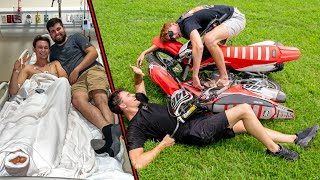 BackYard PIT BIKE RACE GONE WRONG Huge WRECK [upl. by Eresed739]