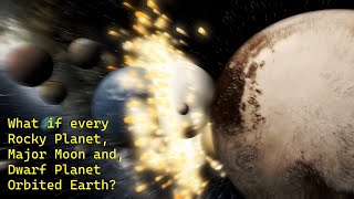 What if every Rocky Planet Major Moon and Dwarf Planet orbited Earth  Universe Sandbox [upl. by Hannala]