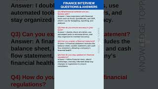 Finance Interview Questions and Answers [upl. by Yarled210]