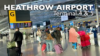 London Heathrow Airport Terminal 4 amp 5  Departure amp Arrival Walking Tour 2024 [upl. by Durwyn]