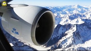 MEGA LOW MOUNTAIN FLIGHT on KLM B777300 Approach Andes mountains into Santiago Chile AirClips [upl. by Nenney]