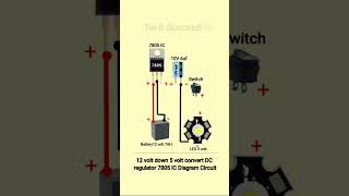 12 volt down 5 volt convert DC regular 7805 IC Diagram Circuit reels shorts vlogs viralshort [upl. by Halyak757]