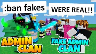 ADMIN CLAN vs FAKE ADMIN CLAN in Roblox BedWars [upl. by Ennairod961]