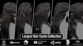 Hair Cards Collection  Blender  Unreal Engine  Unity  Blender Tutorial [upl. by Raffaj]