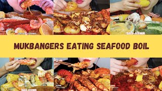 mukbangers eating seafood boil  ASMR Compilation [upl. by Aoket]