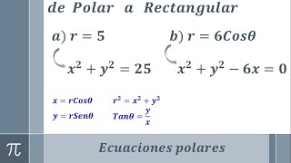 Transformación de una ecuación polar a rectangular ejemplo 1 y 2 [upl. by Nairam]