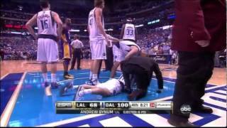 Andrew Bynum hits JJ Barea and then apologizes [upl. by Einna]