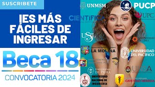 💪Las UNIVERSIDADES Más Fáciles De Ingresar Para BECA 18 2024😎 Ingreso Gratis🤑 [upl. by Ragg170]