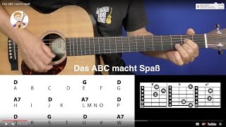 Das ABC macht Spaß Buchstabenlied mit drei Akkorden  Text zum Mitspielen für Gitarre [upl. by Ahdar]