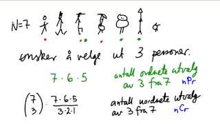 Statistikk 5B  Permutasjoner og binomialfordelingen [upl. by Mahsih]