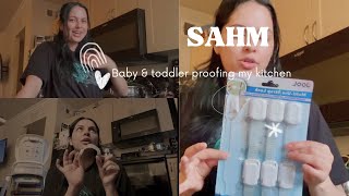 SAHM Childproofing My Kitchen 2 Under 2 [upl. by Arahsak613]