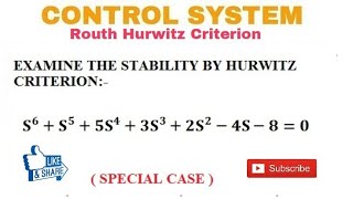 16 Routh Hurwitz Criterion in Control System Example [upl. by Nelra]