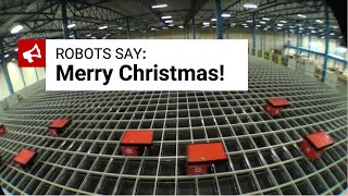 AutoStore robots programmed to wish quotMerry Christmasquot  EN [upl. by Plato571]