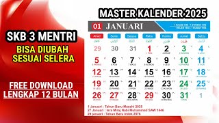 FREE DOWNLOAD MASTER KALENDER 2025 SUDAH SAMA DENGAN SKB 3 MENTRI KALENDER JAWA KALENDER HIJRIYAH [upl. by Yniattirb]