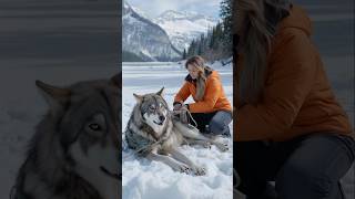 Girl saves wolf trapped in a net animals [upl. by Justine]