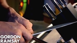 How To Sharpen A Knife  Gordon Ramsay [upl. by Nauqram5]