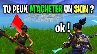 Jai demandé à des quotINCONNUSquot de MACHETER mon PREMIER Skin sur Fortnite [upl. by Ahsinor]