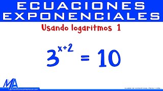 Resolver ecuaciones exponenciales con logaritmos  Ejemplo 1 [upl. by Vas]