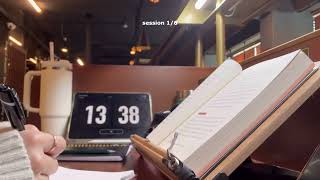 3HR Study with Me Library Pomodoro 255 KOREASTUDYCAFE 📝 No music Background Noise Rain 🌧️ Day79 [upl. by Eboh]