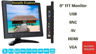 8 inch TFT LCD Security Monitor  1024x768 Resolution  43 IPS  USB  AV  BNC  HDMI  VGA  BNC [upl. by Ecnarf]