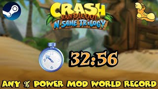 Crash Bandicoot Any Power Mod World Record Speedrun in 3256 [upl. by Divadleahcim]