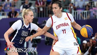 USA 3x3 womens team falls to Spain in overtime of semifinal  Paris Olympics  NBC Sports [upl. by Atteuqcaj]