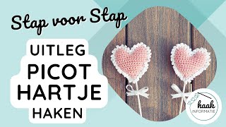 Haakpatroon Picot Hartje  Hartje Haken  Haakinformatienl [upl. by Cherri]