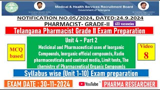 Telangana Pharmacist GradeII exam Preparation II Unit 4  part 2 II Unit 110 exam preparation [upl. by Lukas]