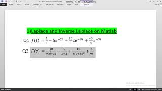 Find laplace of eq on MATLAB [upl. by Atnima957]