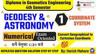 Geographical to Rectangular Coordinate System  Geodesy Numerical for Diploma In Geomatics Eng [upl. by Yrreg15]